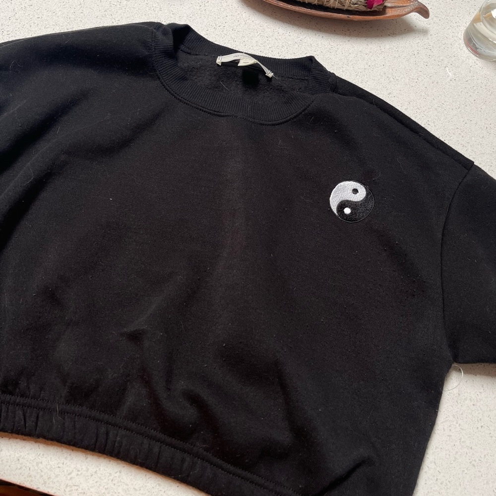 YingYang Snitched Crop Crew Neck